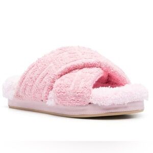 Balmain Monogram Crisscross Cozy Slide Sandals